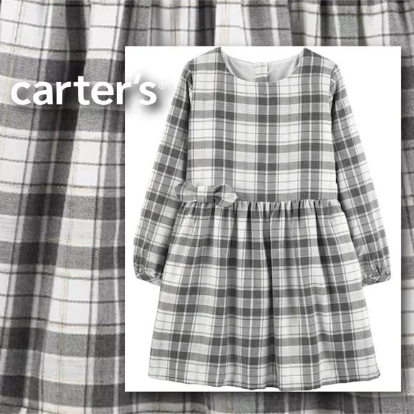 CARTERS Long Sleeve Plaid Lurex Dress 3T